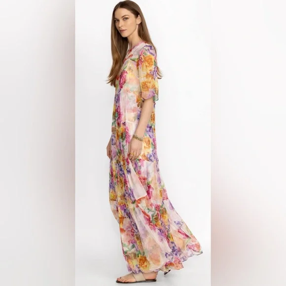 Johnny Was / New!! Fionna Floral Silk Maxi Dress / Boho Elegant Summer Dress - Picture 2 of 4